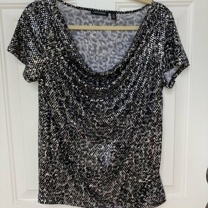 NOTATIONS women’s top, size M, black, gray and silver. EUC   Dressy or casual.